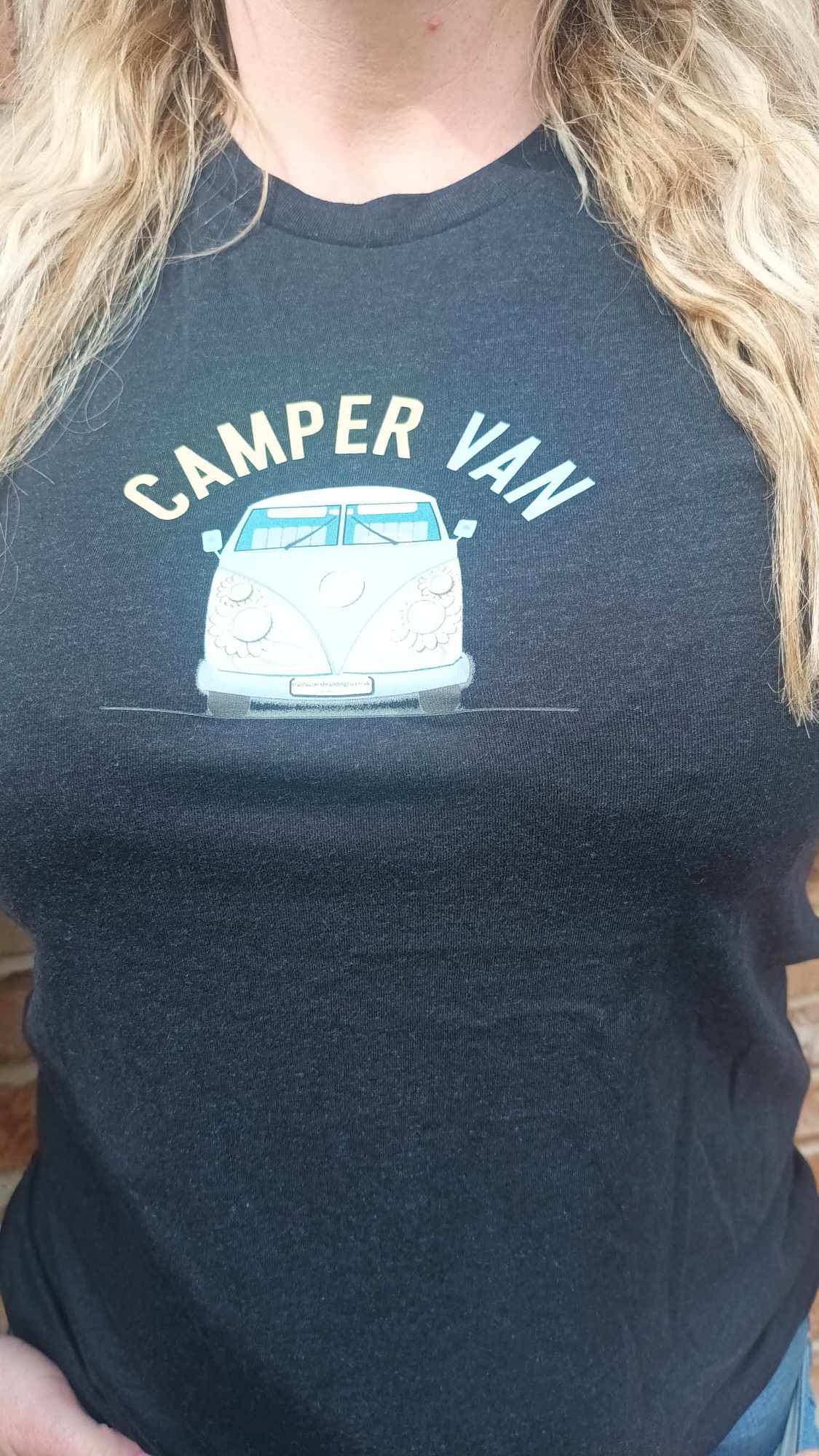 SALE! LAST ONE! Unisex Black "Camper Van" T shirt -Medium - Was £12.99