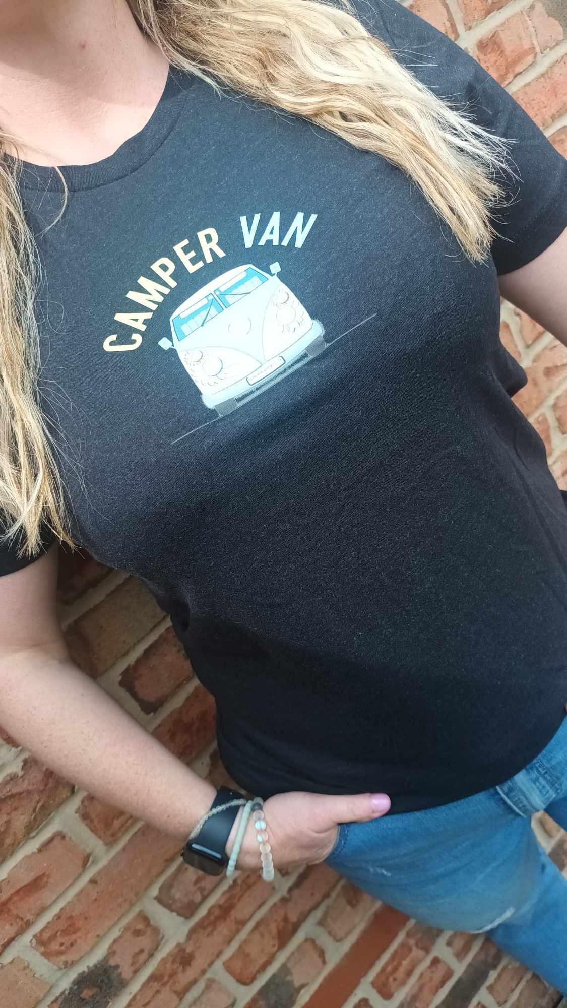 SALE! LAST ONE! Unisex Black "Camper Van" T shirt -Medium - Was £12.99