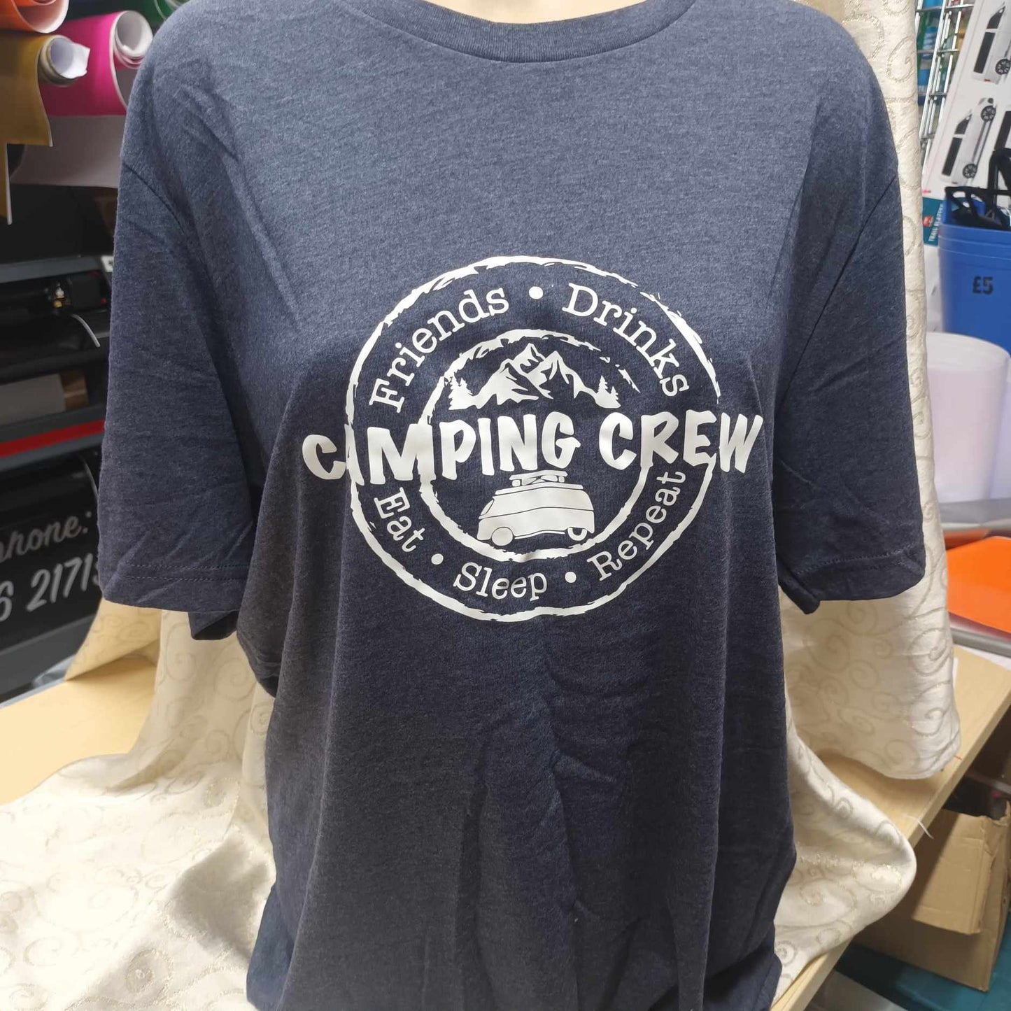 SALE! LAST ONE! Unisex Denim Blue "Camping Crew" T shirt -X Large - Was £12.99