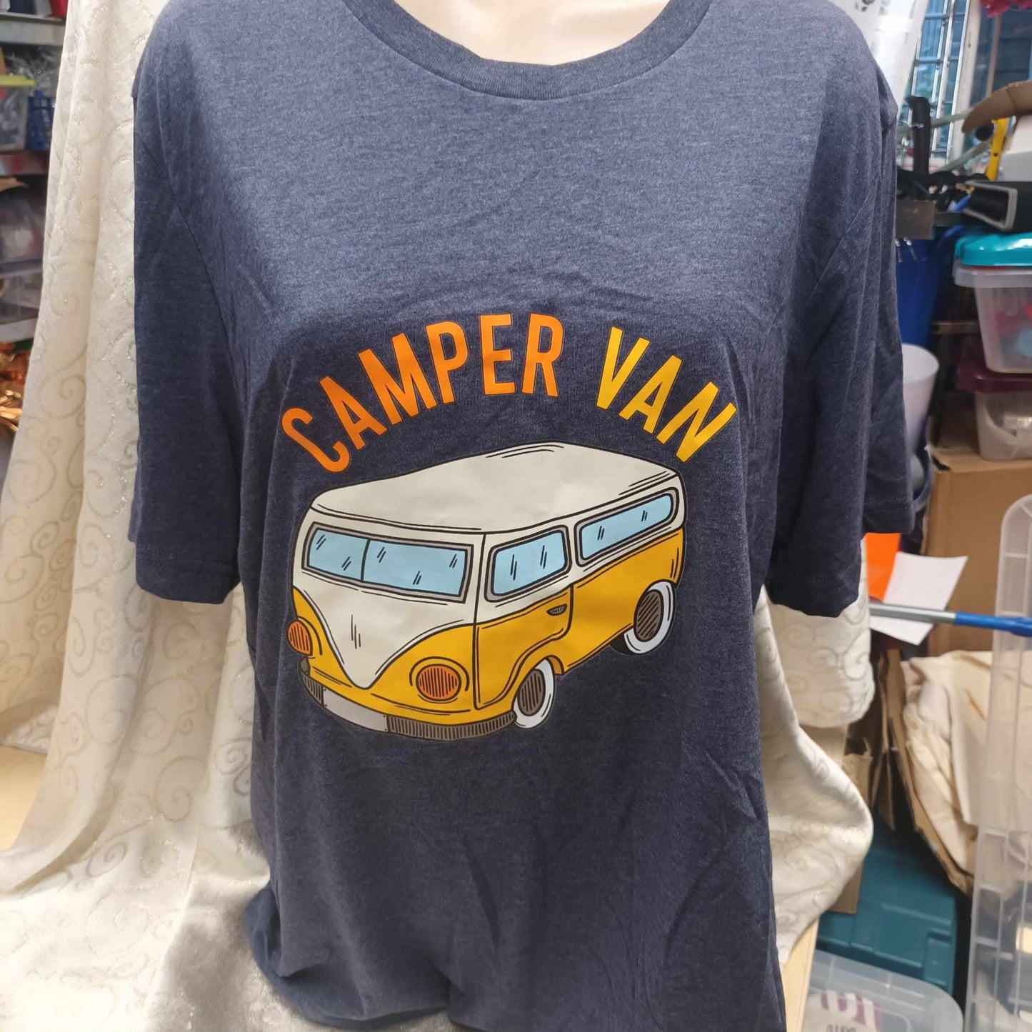 SALE! LAST ONE! Unisex Denim Blue "Camper Van" T shirt -X Large - Was £12.99