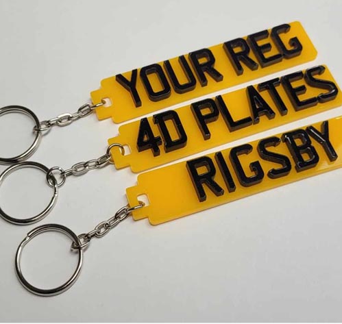 Personalised 4D Number Plate Keyring - choose your own words