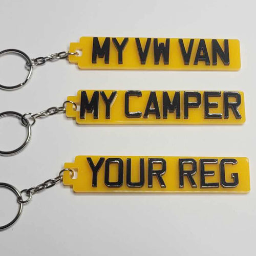 Personalised 4D Number Plate Keyring - choose your own words