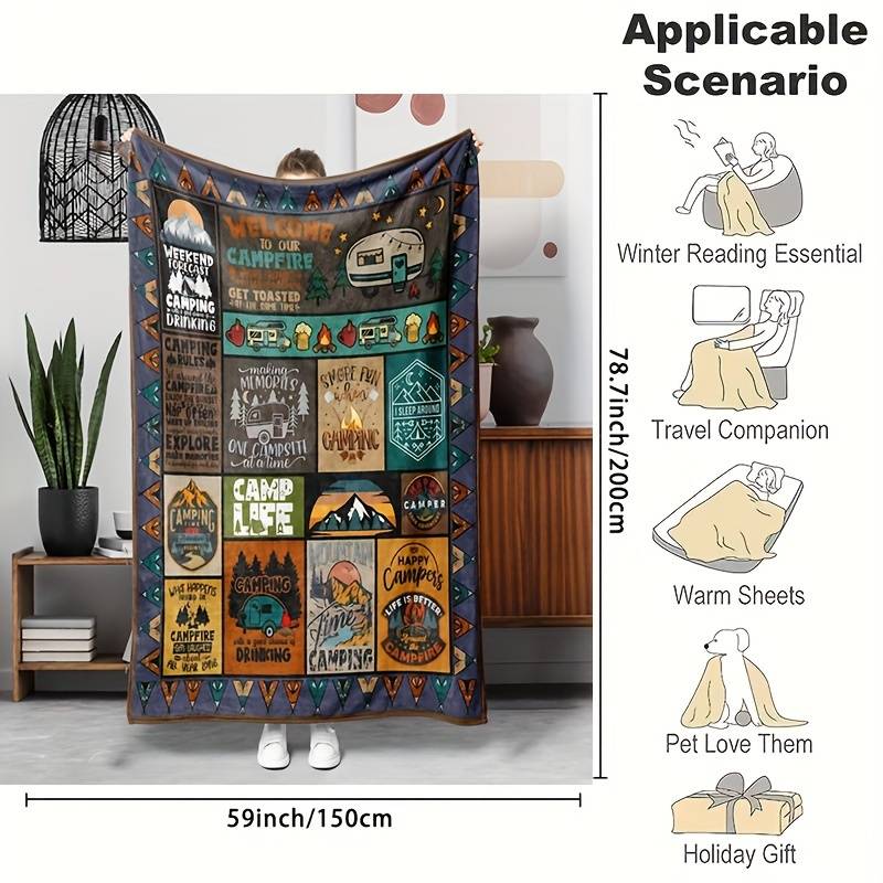 Camping Theme Soft Fleece blanket or Throw ( Last One!!)
