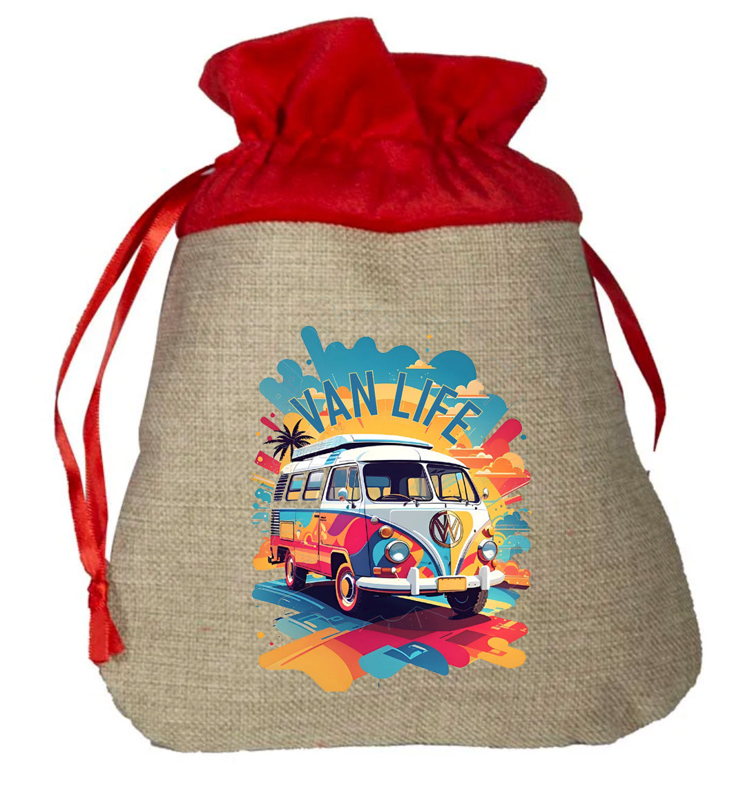 Van life Splash Colour Graphic - Small Faux Burlap Gift Bag (not Contents)