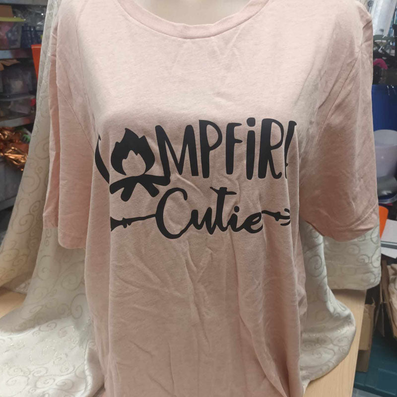 SALE! LAST ONE! Unisex Pink "Camp Fire Cutie" T shirt -XLarge - Was £12.99
