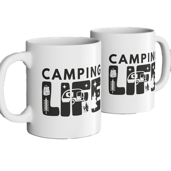 Ceramic Mug 11oz with "Camping Life" on it