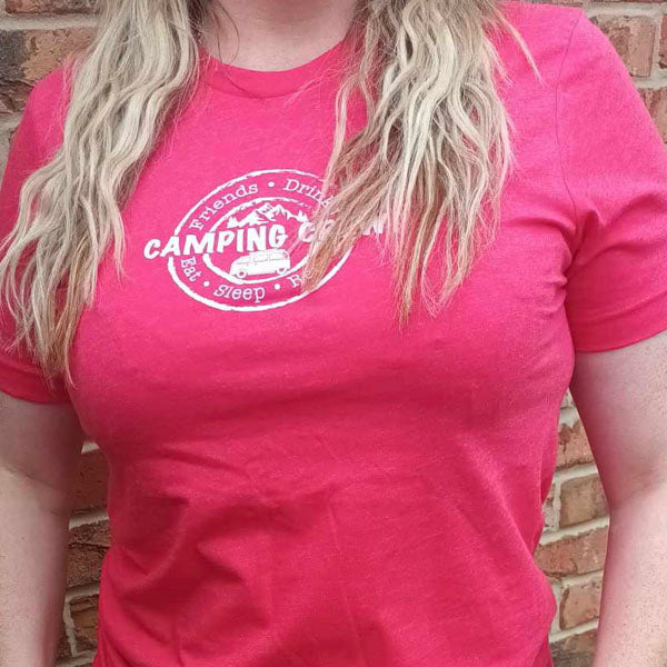 "Camping Crew Graphic" Premium Unisex Crew Neck Soft Cotton T-Shirt (Various colours & Sizes)