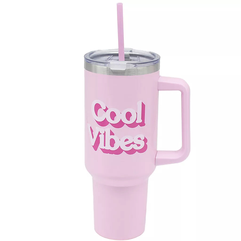 1.2L Cool Vibes Design Insulated Vacuum Flask With Handle & Straw