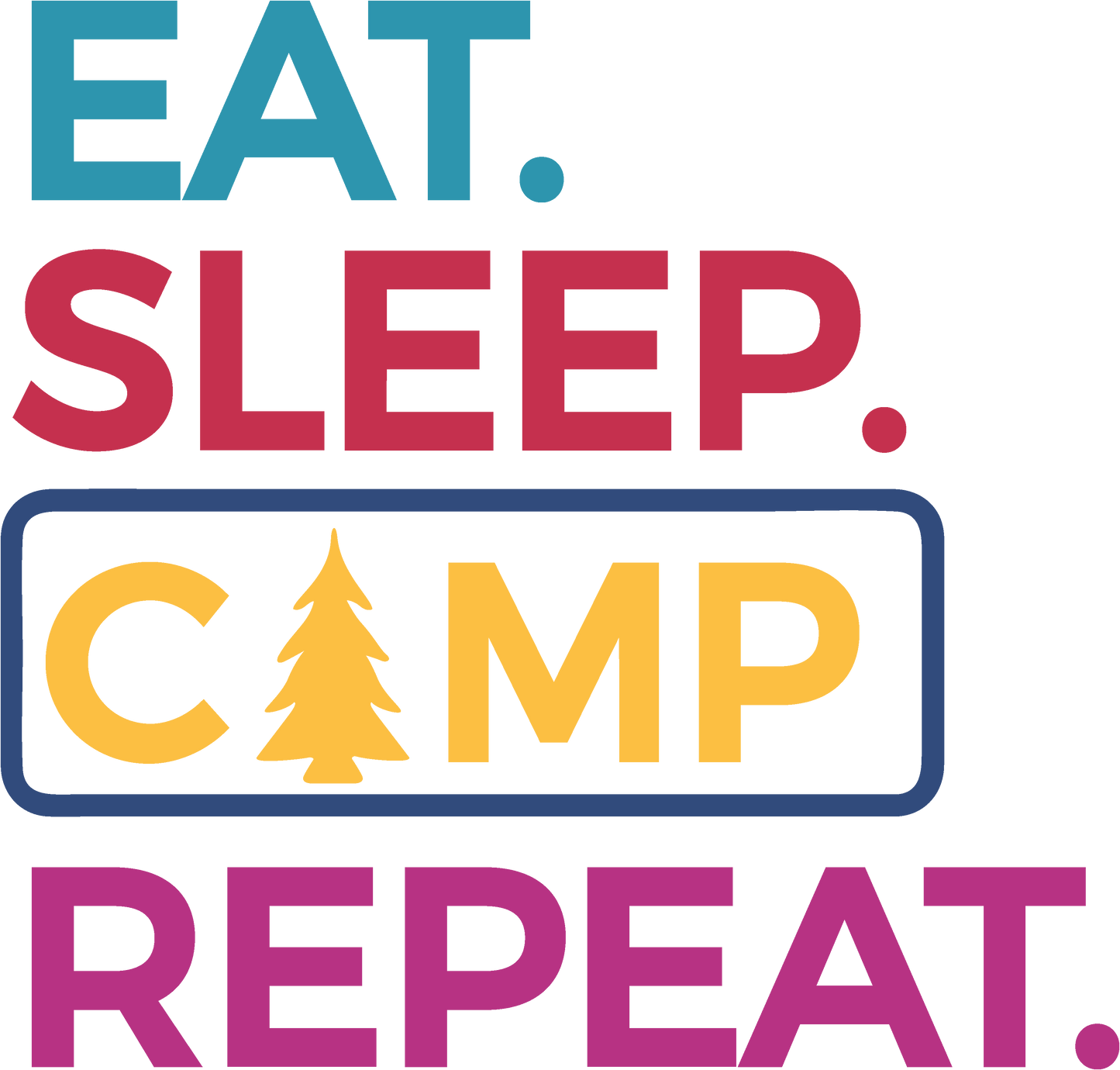 Premium Unisex Crew Neck Soft Cotton T-Shirt "Eat Sleep Camp Repeat" (Various colours & Sizes)