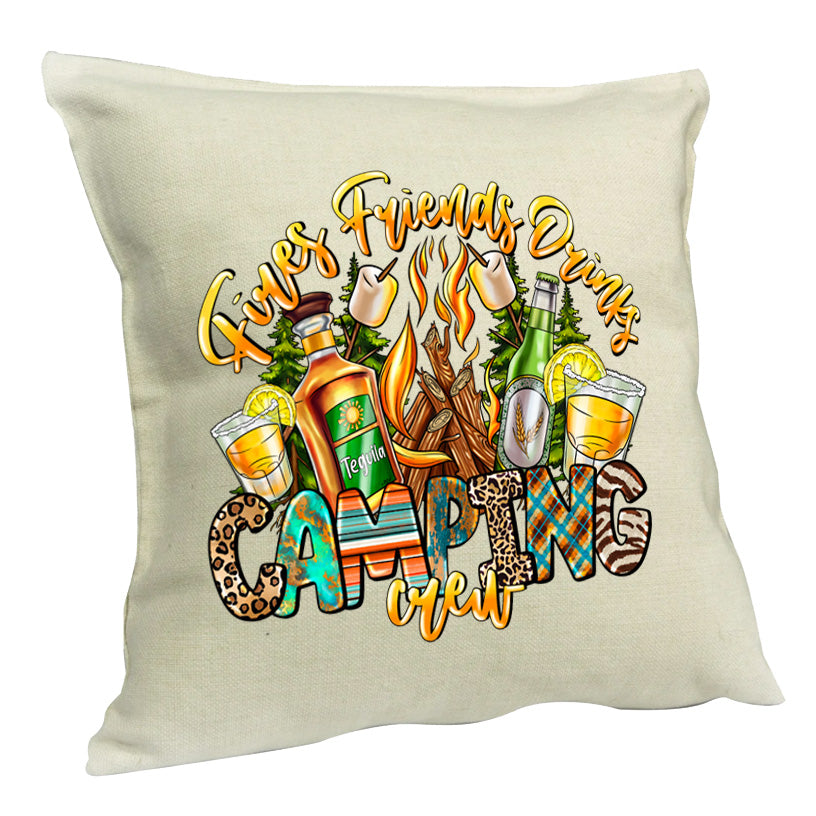 New Design "Fire, Friends, Drinks Camping Crew" Cushion & Cover