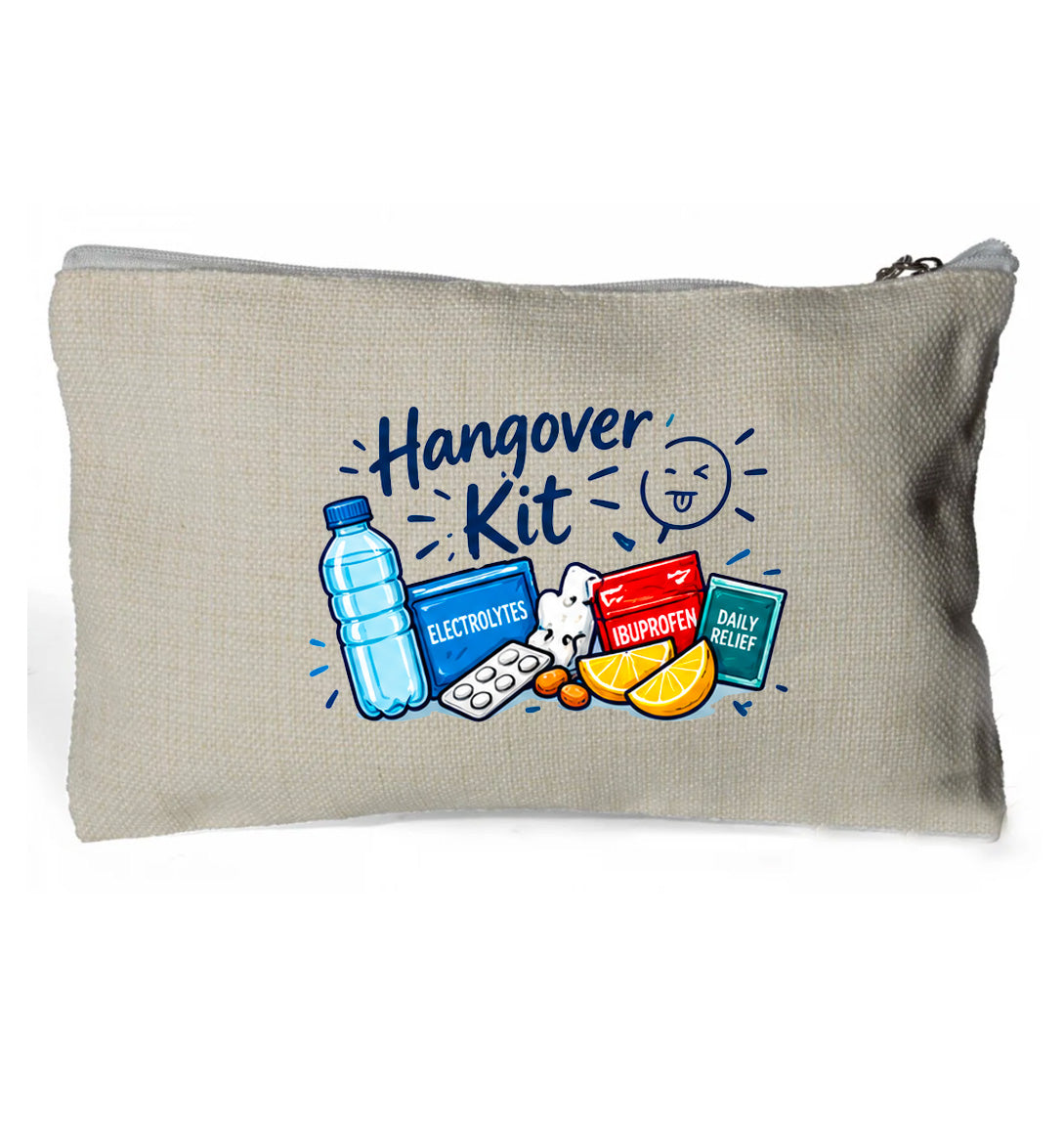 Hangover Kit Bag - Linen Zip Handy Bag 15 x 24cm (no contents)