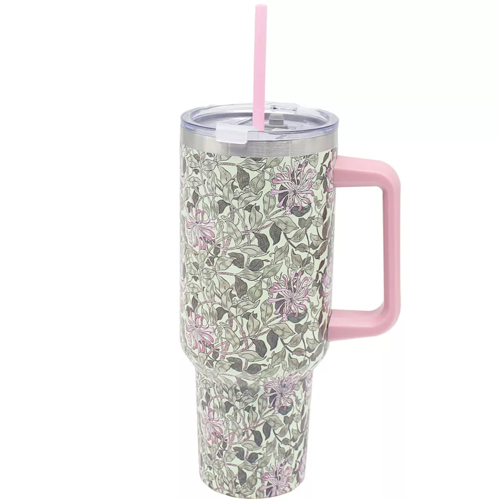 1.2L Honeysuckle Design Insulated Vacuum Flask With Handle & Straw