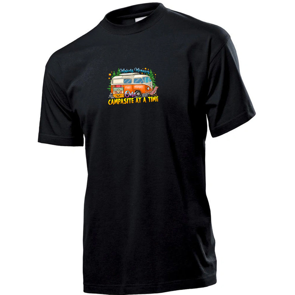 Premium Unisex Crew Neck Soft Cotton T-Shirt "One Campsite At a time" (Various colours & Sizes)