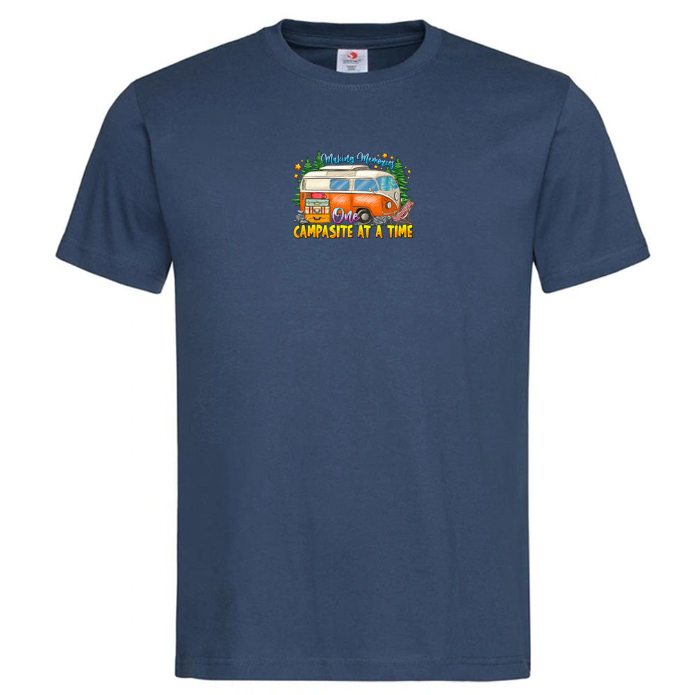 Premium Unisex Crew Neck Soft Cotton T-Shirt "One Campsite At a time" (Various colours & Sizes)