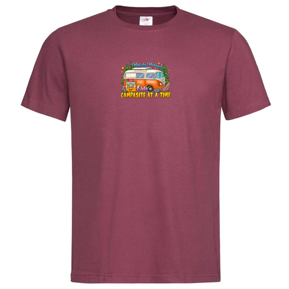 Premium Unisex Crew Neck Soft Cotton T-Shirt "One Campsite At a time" (Various colours & Sizes)