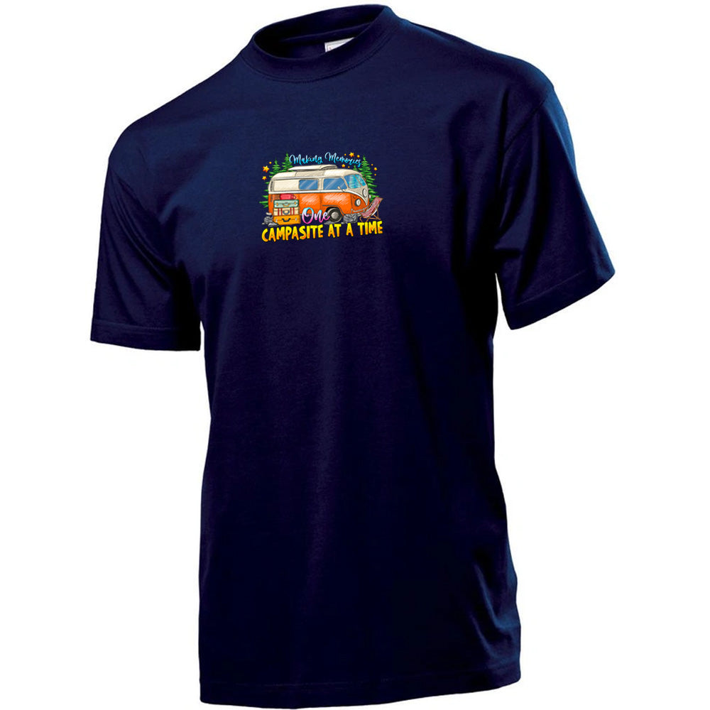 Premium Unisex Crew Neck Soft Cotton T-Shirt "One Campsite At a time" (Various colours & Sizes)