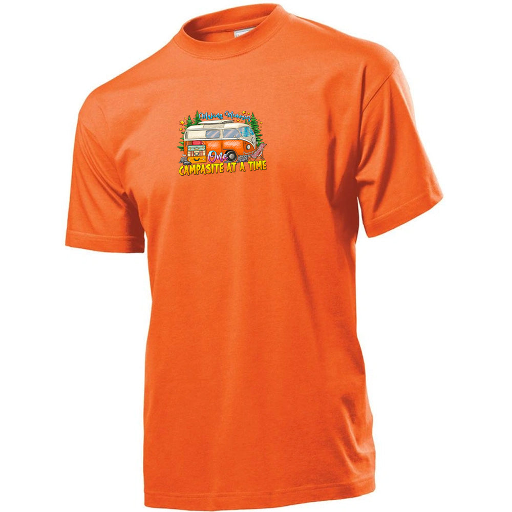 Premium Unisex Crew Neck Soft Cotton T-Shirt "One Campsite At a time" (Various colours & Sizes)