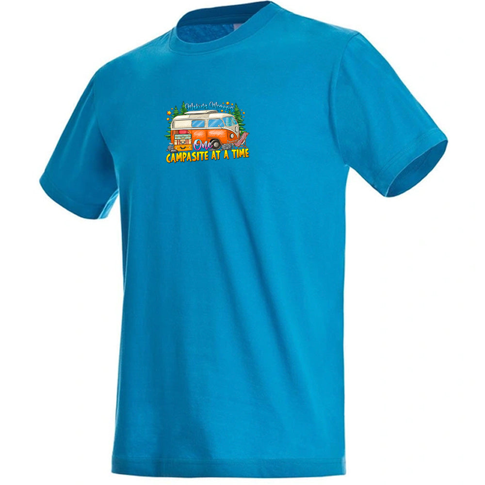 Premium Unisex Crew Neck Soft Cotton T-Shirt "One Campsite At a time" (Various colours & Sizes)