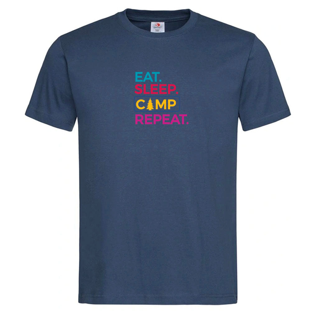Premium Unisex Crew Neck Soft Cotton T-Shirt "Eat Sleep Camp Repeat" (Various colours & Sizes)
