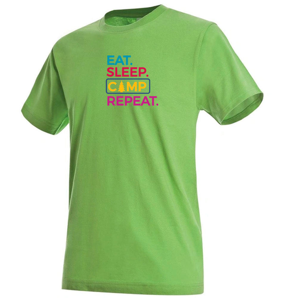Premium Unisex Crew Neck Soft Cotton T-Shirt "Eat Sleep Camp Repeat" (Various colours & Sizes)