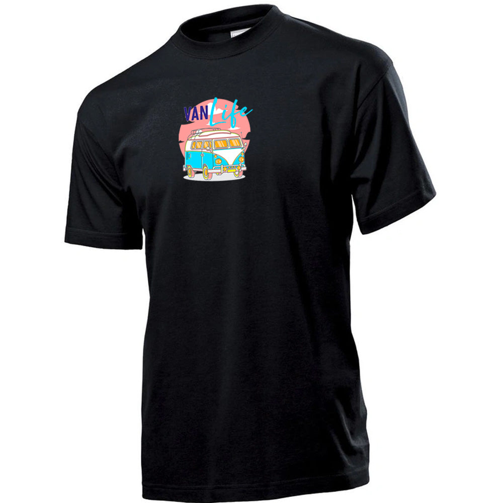 Premium Unisex Crew Neck Soft Cotton T-Shirt "Vanlife Neon" (Various colours & Sizes)