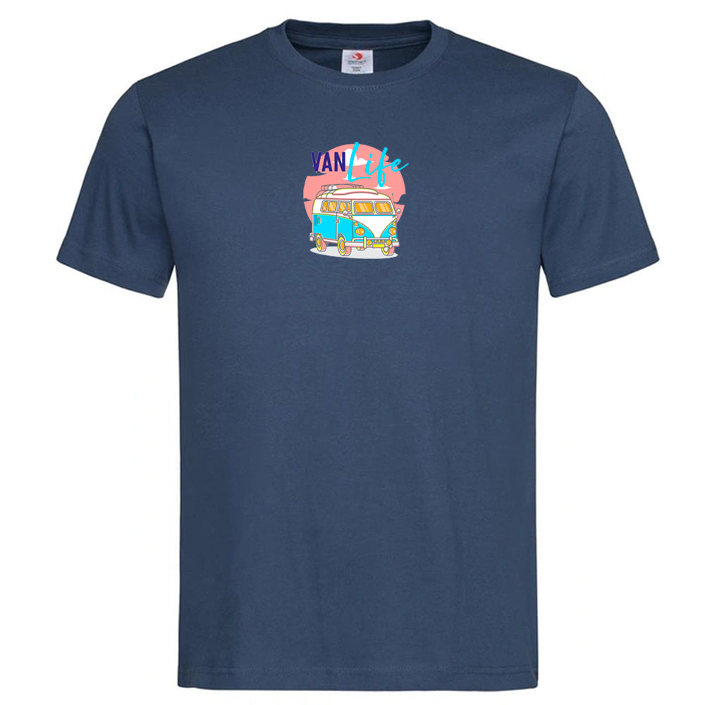 Premium Unisex Crew Neck Soft Cotton T-Shirt "Vanlife Neon" (Various colours & Sizes)