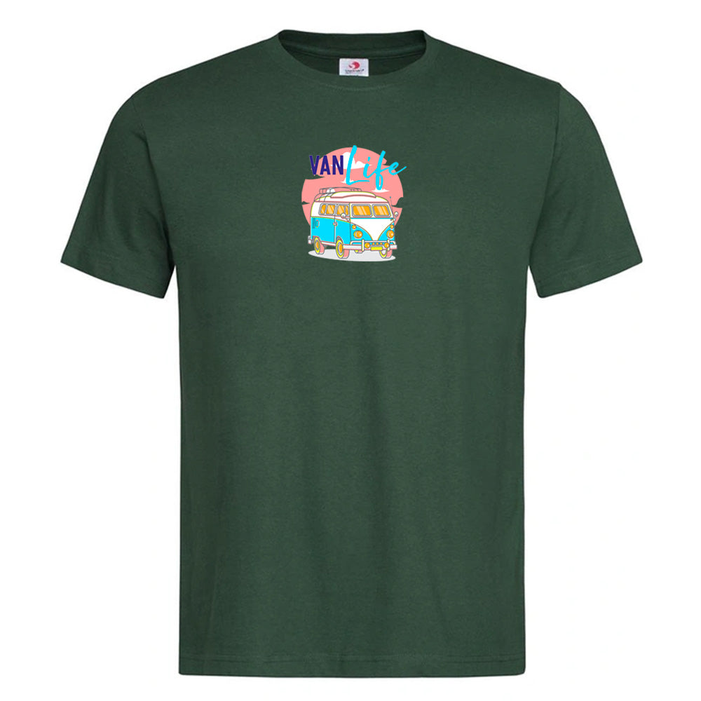 Premium Unisex Crew Neck Soft Cotton T-Shirt "Vanlife Neon" (Various colours & Sizes)