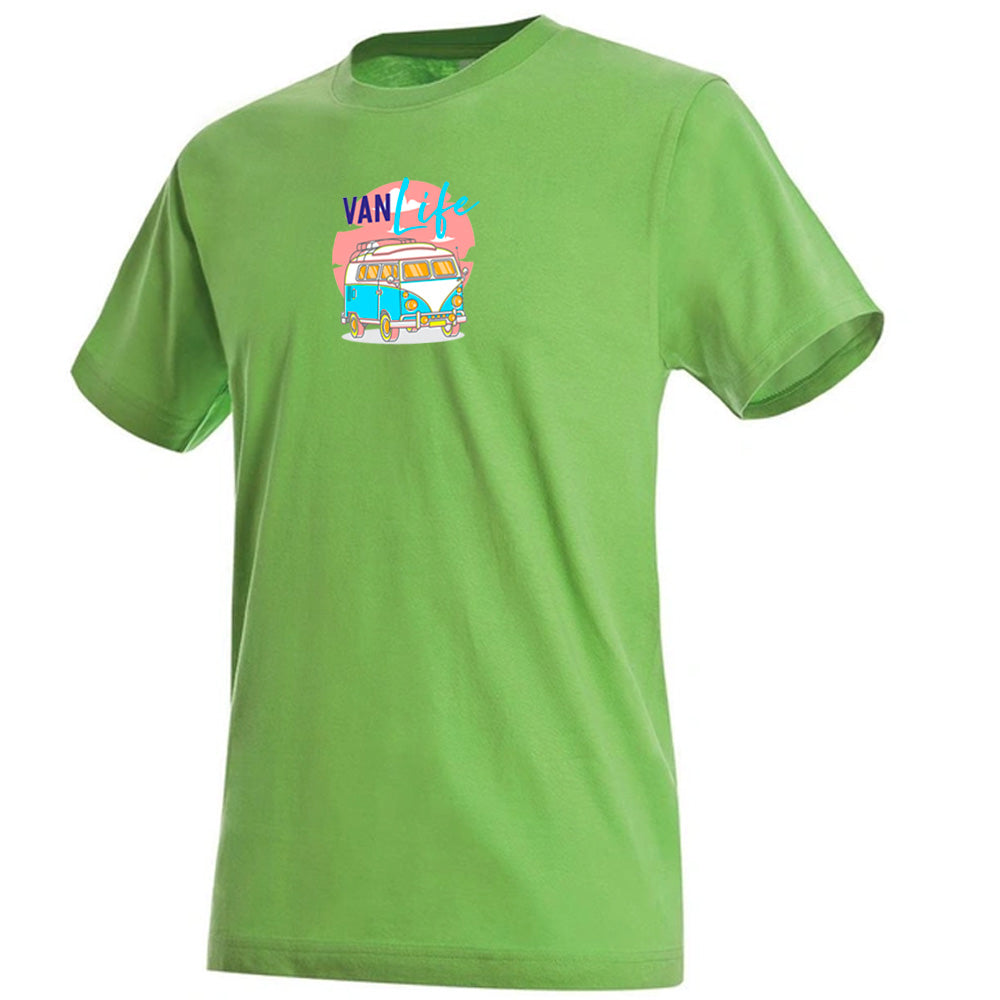 Premium Unisex Crew Neck Soft Cotton T-Shirt "Vanlife Neon" (Various colours & Sizes)