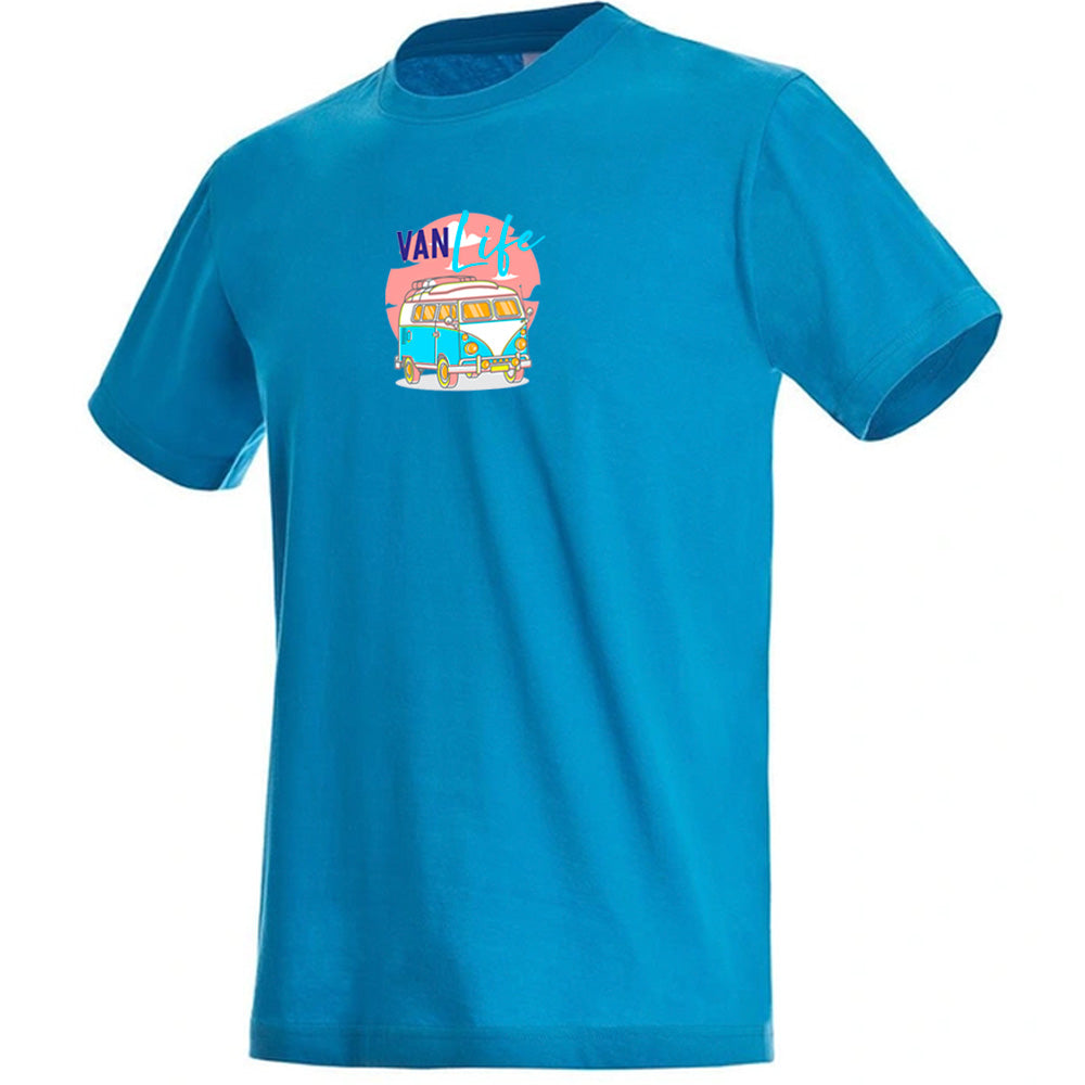 Premium Unisex Crew Neck Soft Cotton T-Shirt "Vanlife Neon" (Various colours & Sizes)