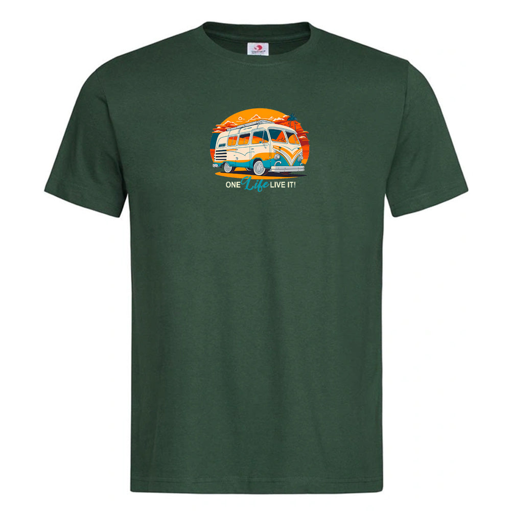 "Retro One Life Live It" Premium Unisex Crew Neck Soft Cotton T-Shirt (Various colours & Sizes)