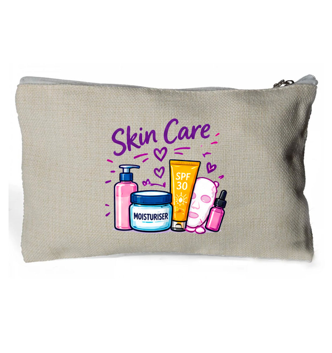Skincare Bag - Linen Zip Handy Bag 15 x 24cm (no contents) (no Contents)