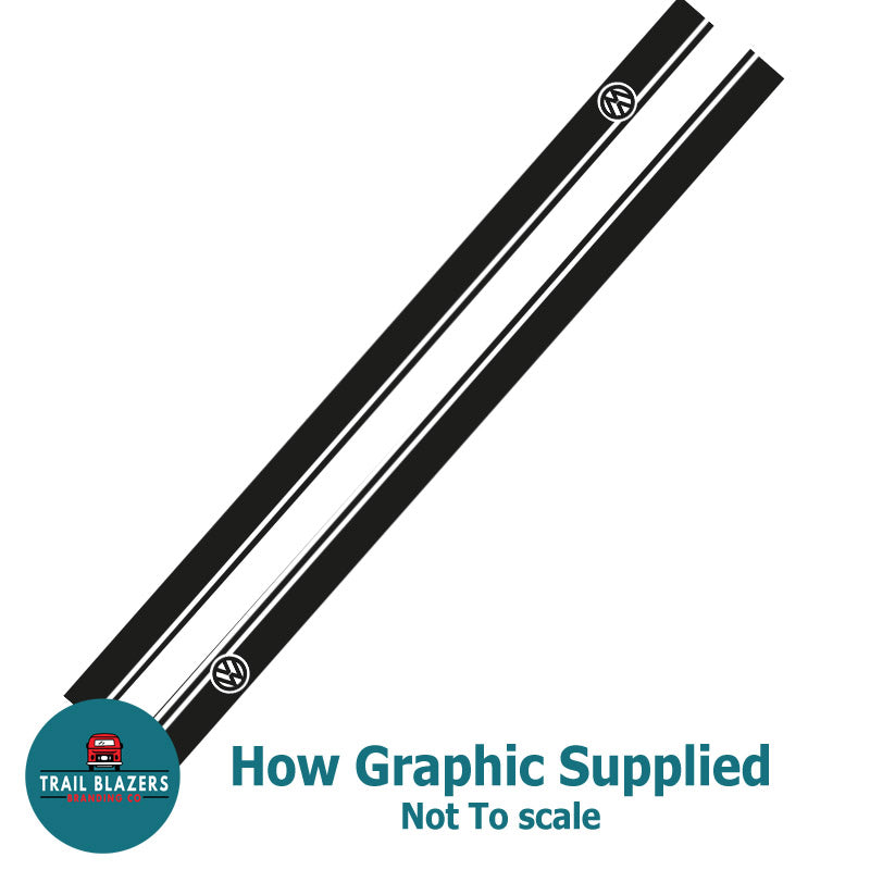 VW Camper twin stripe, van stripe, graphic or decal in a plain colour. (2 lengths available)