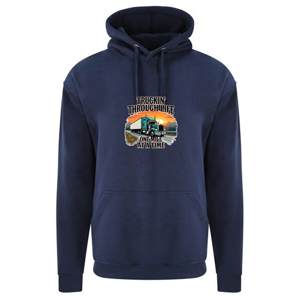 Unisex PRO RTX RX350 - Ultimate Comfort Pro Hoodie with Brushed Fleece with "Truckin Through Life Hoody" Graphic (Various Sizes)