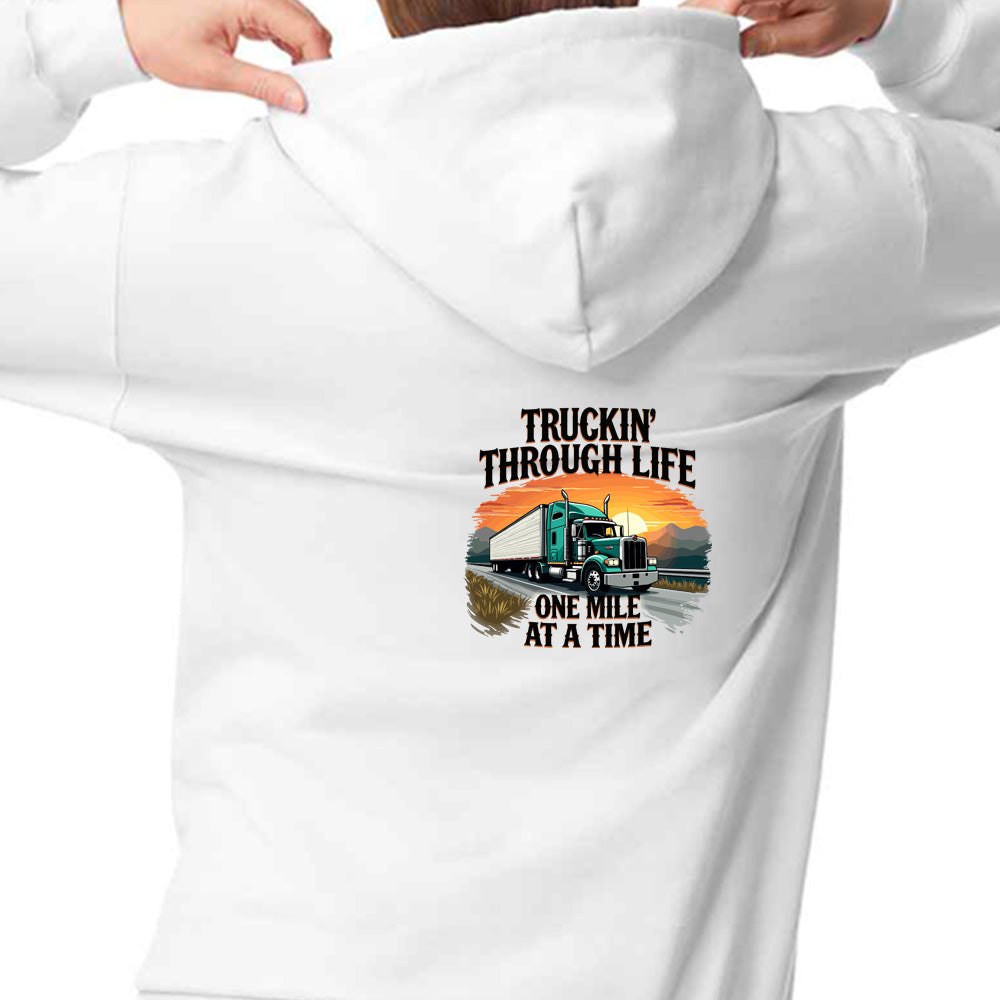 Unisex PRO RTX RX350 - Ultimate Comfort Pro Hoodie with Brushed Fleece with "Truckin Through Life Hoody" Graphic (Various Sizes)