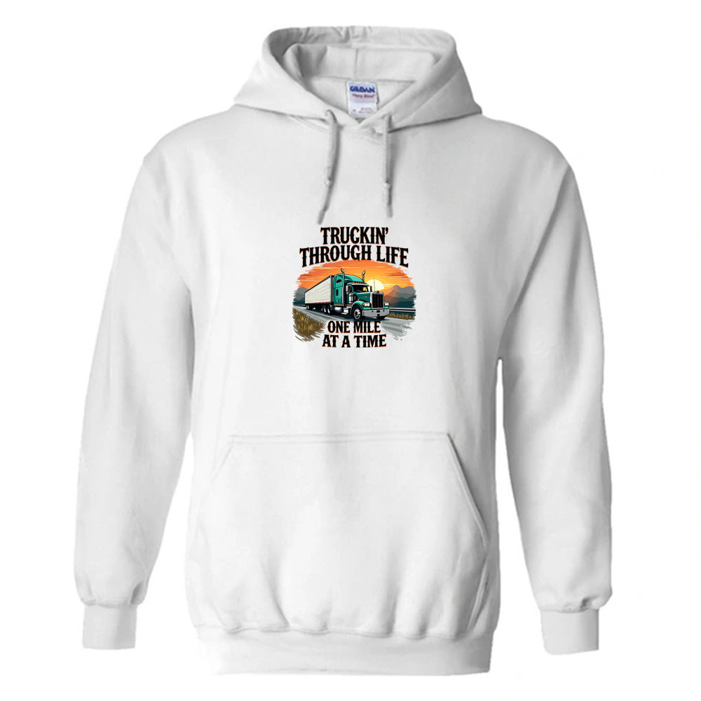Unisex PRO RTX RX350 - Ultimate Comfort Pro Hoodie with Brushed Fleece with "Truckin Through Life Hoody" Graphic (Various Sizes)