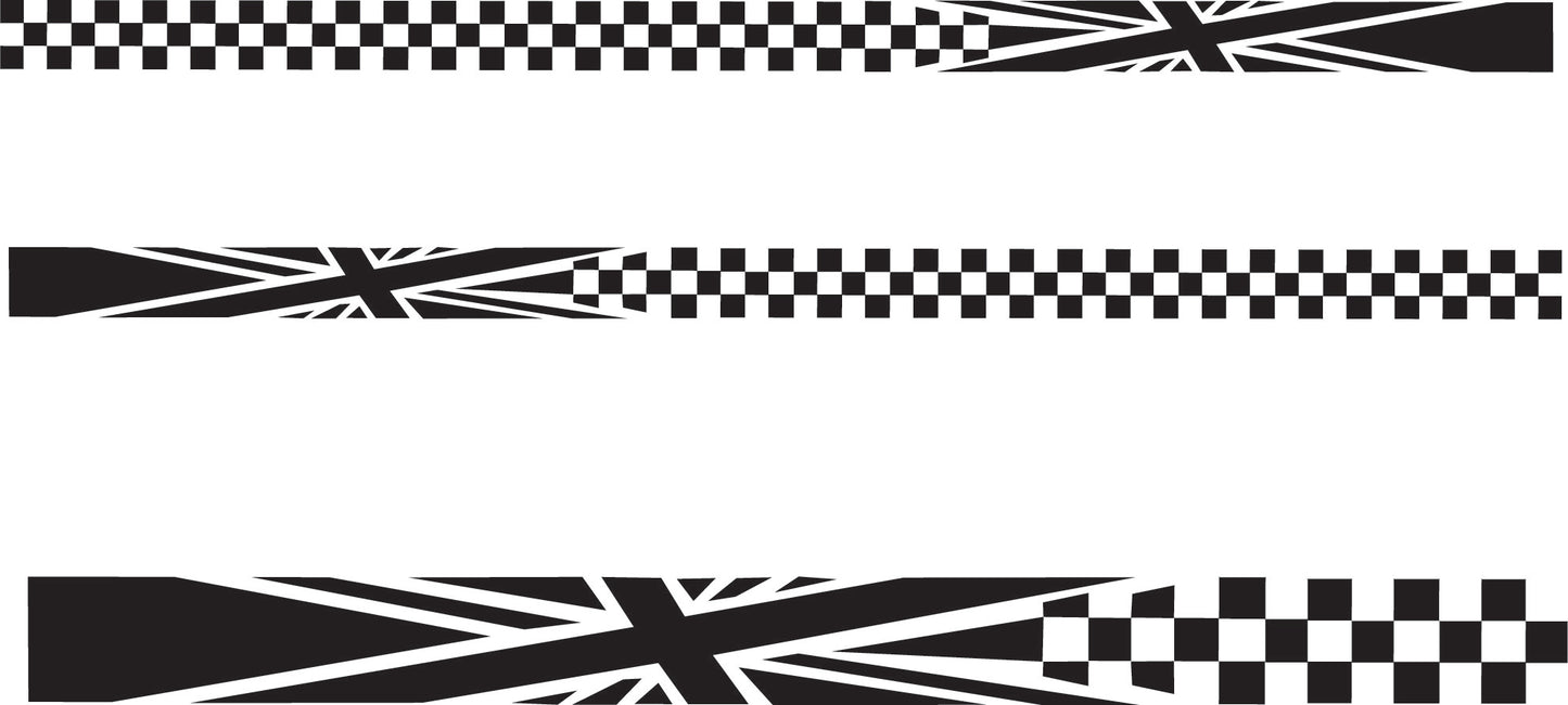 Camper Van | Van | Car| Union Jack Checkered Stripes Pair (2 sizes available Various Colours)