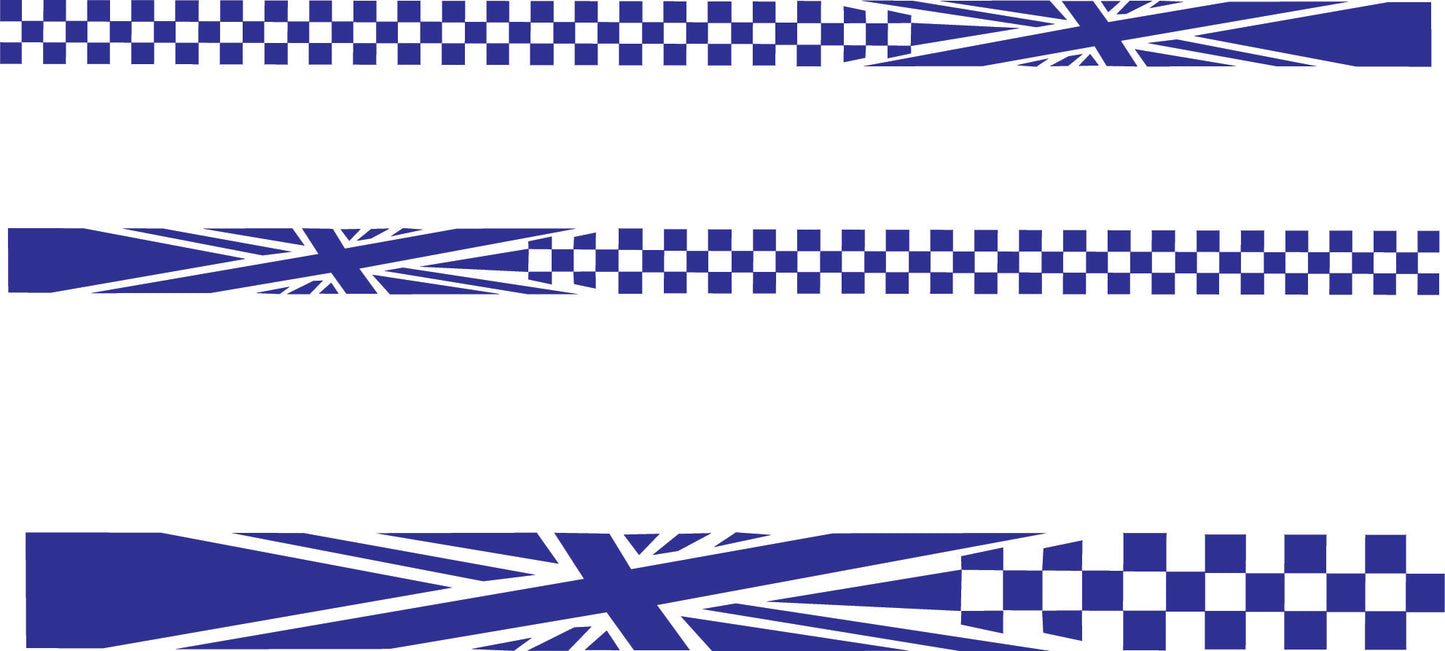 Camper Van | Van | Car| Union Jack Checkered Stripes Pair (2 sizes available Various Colours)