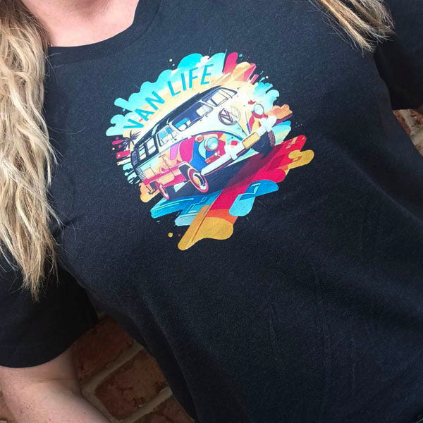 T-Shirt: Unisex "Van Life Splash Graphic" T shirt (Various sizes & colours available)