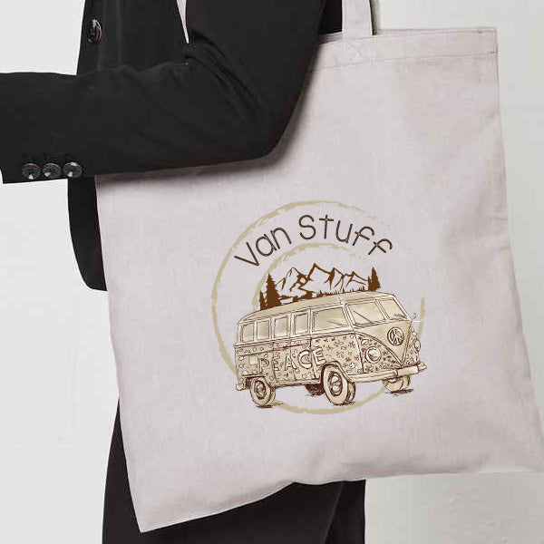 Natural Tote Bag With "Van stuff" on both sides