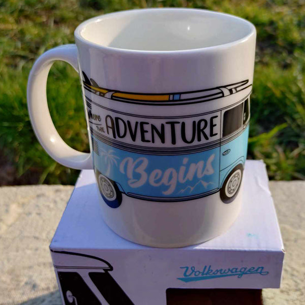 Volkswagen VW T1 Camper Bus Surf Begins Porcelain Mug In a Box