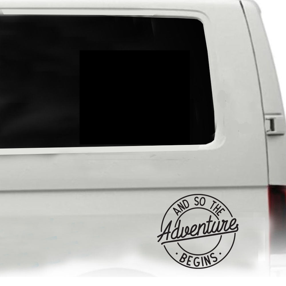 Sticker:- "And So The Adventure Begins" Camper decal/sticker 180mm