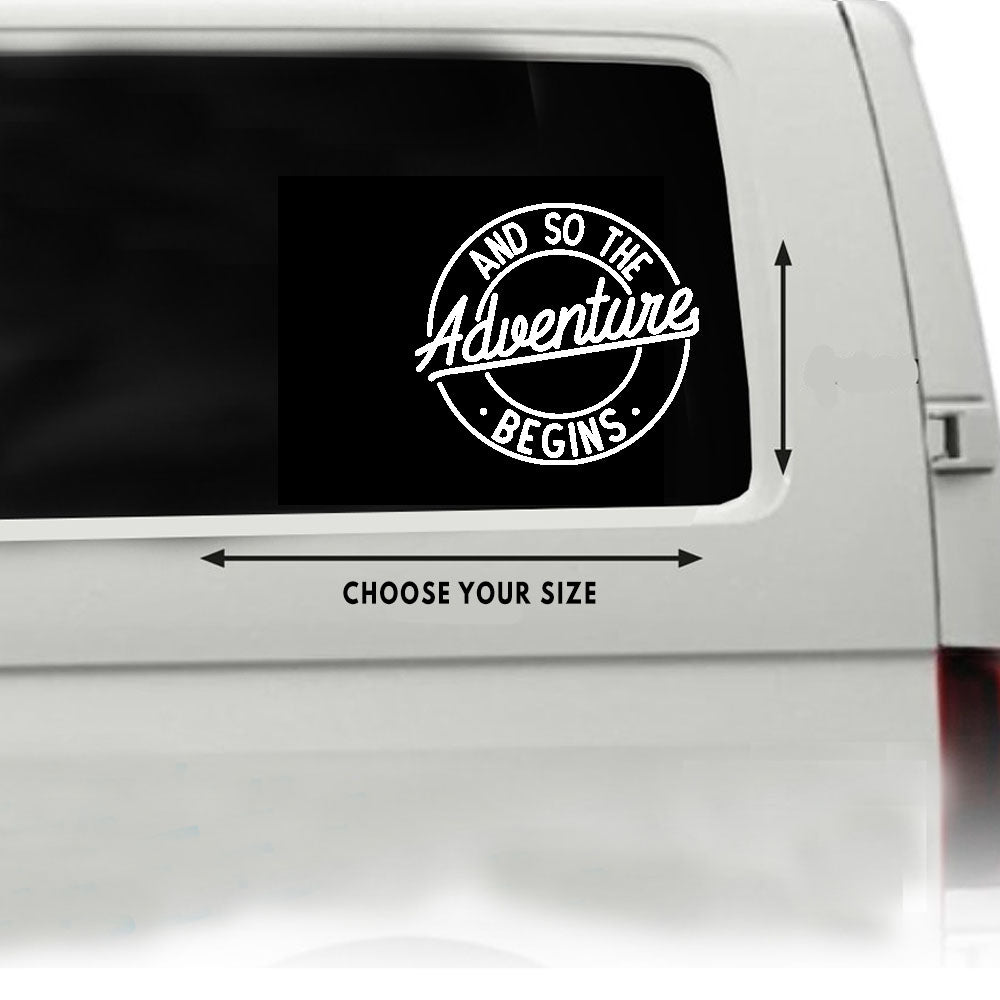 Sticker:- "And So The Adventure Begins" Camper decal/sticker 180mm