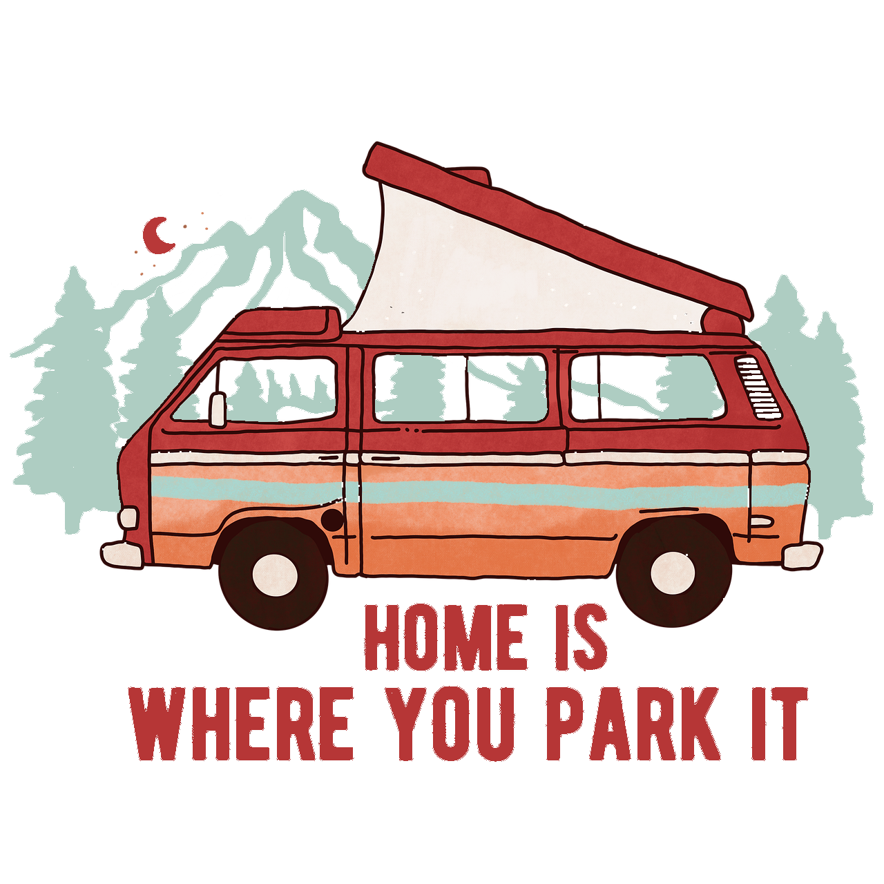 "Home Is Where You Park It - Red Camper Graphic" Unisex PRO RTX RX350 - Ultimate Comfort Pro Hoodie with Brushed Fleece (Various Sizes)