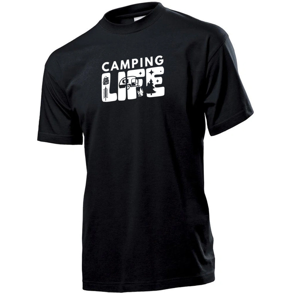 Premium Unisex Crew Neck Soft Cotton T-Shirt "Camping Life" (Various colours & Sizes)