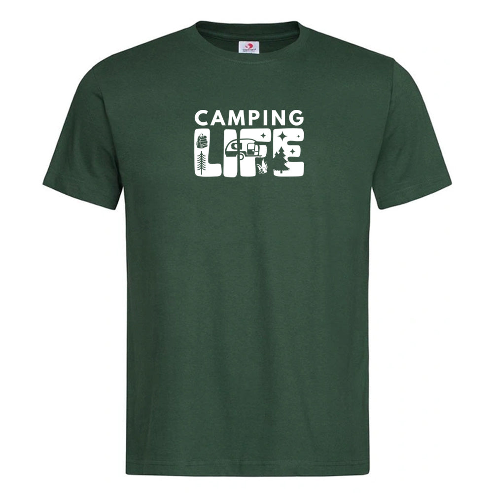 Premium Unisex Crew Neck Soft Cotton T-Shirt "Camping Life" (Various colours & Sizes)
