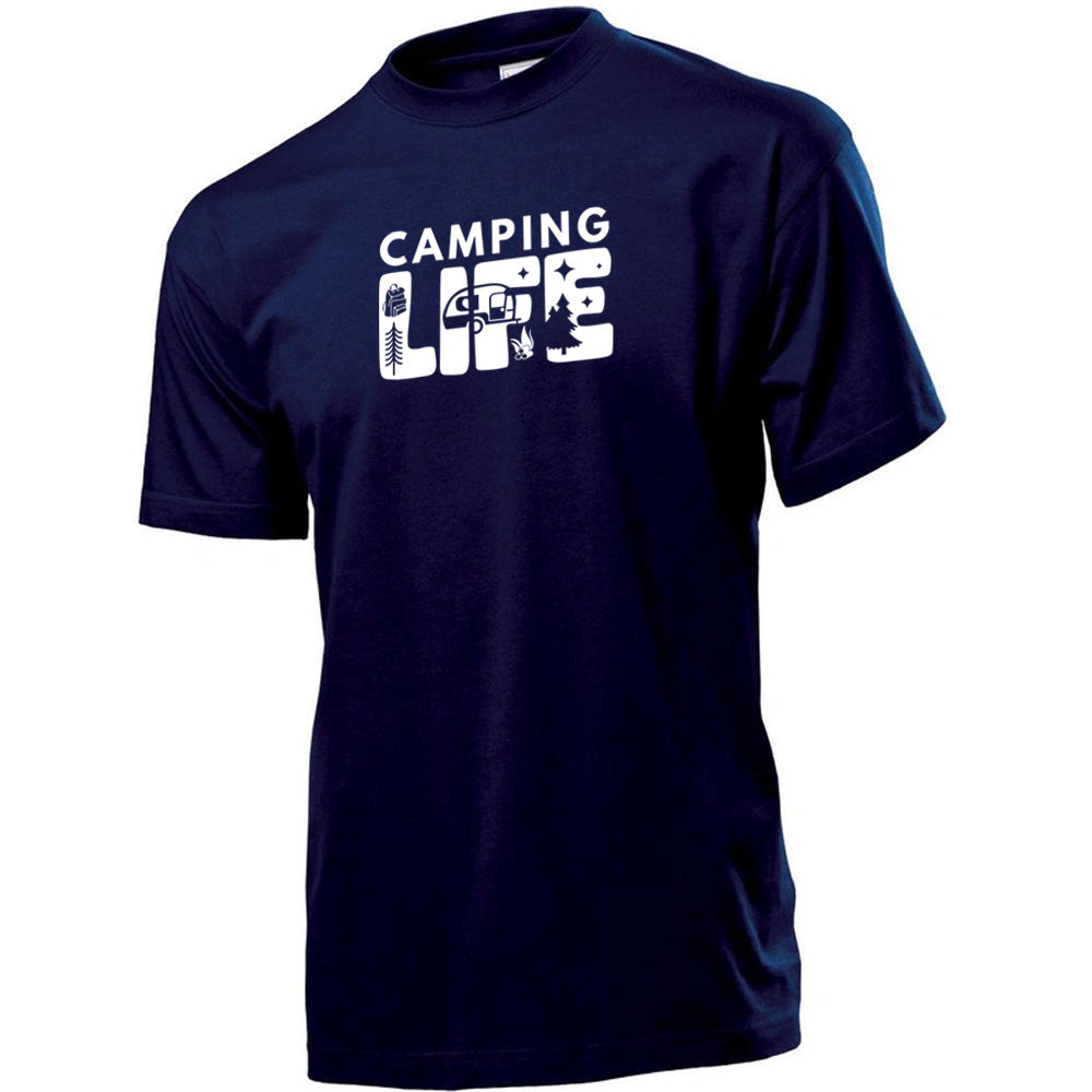 Premium Unisex Crew Neck Soft Cotton T-Shirt "Camping Life" (Various colours & Sizes)