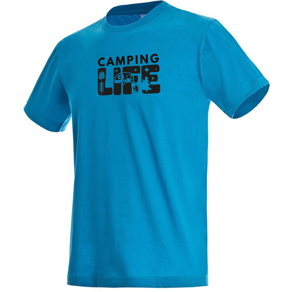 Premium Unisex Crew Neck Soft Cotton T-Shirt "Camping Life" (Various colours & Sizes)