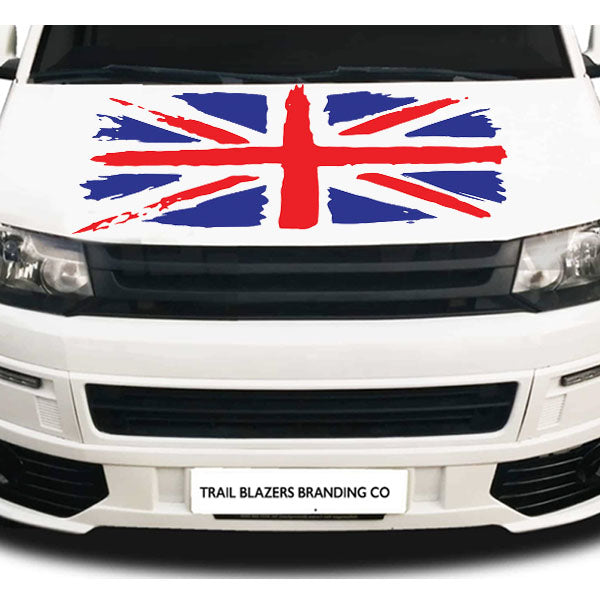Messy Union Jack Flag Bonnet Or Rear Graphic - Colour Options Available