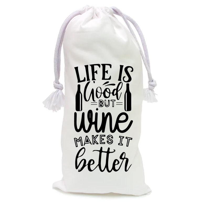 Natural Cotton Wine Bottle Bags (various designs)