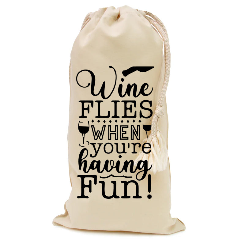 Natural Cotton Wine Bottle Bags (various designs)